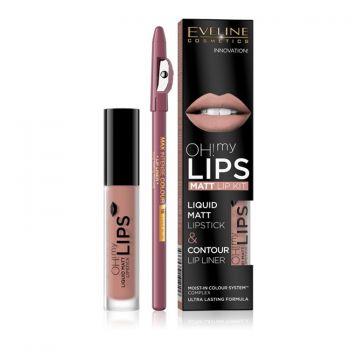 Kit de buze Oh! My Lips Matt Eveline Cosmetics (Concentratie: Set, Nuanta Ruj: 16 Extraordinary Red)