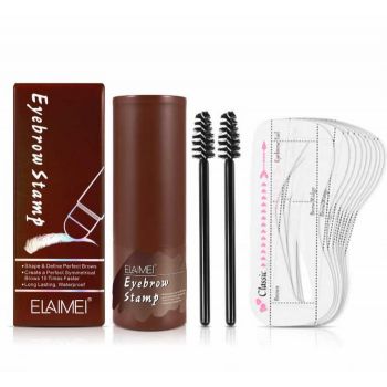 Kit pentru Sprancene cu Stampila, 10 Sabloane, 2 Perii, Elaimei, 02 Dark Brown de firma original