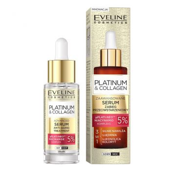 Serum Tratament anti-imbatranire Eveline Cosmetics Platinum&Collagen Advanced Face, 30 ml