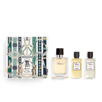 Set cadou Terre D'Hermes, Barbati, Apa de Toaleta, 50 ml + lotiune dupa ras, 40 ml + Gel de duș pentru par si corp 40 ml