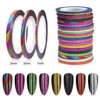 Banda Decorativa Glitter Set 10 culori- 3mm - BDG1
