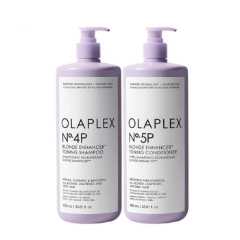Olaplex - Pachet reparare cu pigment violet pentru par blond No.4P (1L) + No.5P (1L)