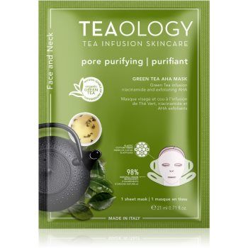 Teaology Face Mask Green Tea AHA masca de celule cu efect de curatare si reimprospatare pentru față și gât ieftina