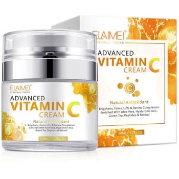 Crema de fata premium cu Vitamina C, Aloe Vera, Acid Hialuronic, Ceai Verde, Peptide si Retinol, Elaimei Advanced, 50 ml de firma originala