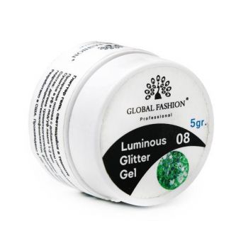 Gel luminiscent Luminous Glitter Gel cu sclipici hexagon, 08, 5g