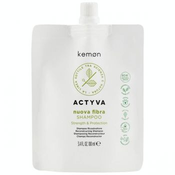 Sampon de Restructurare - Kemon Actyva Nuova Fibra Shampoo Pouch Bag, 100 ml