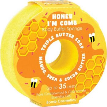 Sapun exfoliant cu burete Honey I'm Comb Donut Body B￾r, Bomb Cosmetics, 200 g