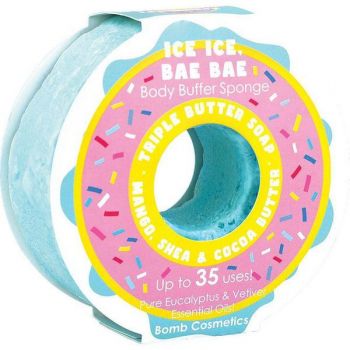 Sapun exfoliant cu burete Ice Ice, Bae Bae Donut Body Buffer, Bomb Cosmetics, 200 g de firma original