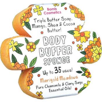 Sapun exfoliant cu burete Marigold Meadows Body Buffer, Bomb Cosmetics, 200 g de firma original