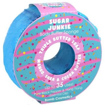 Sapun exfoliant cu burete Sugar Junkie Donut Body Buffer, Bomb Cosmetics, 200 g de firma original
