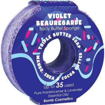 Sapun exfoliant cu burete Violet Beauregarde Donut Body Buffer, Bomb Cosmetics, 200 g de firma original