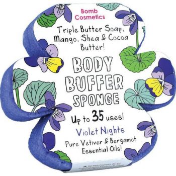 Sapun exfoliant cu burete Violet Nights Body Buffer, Bomb Cosmetics, 200 g de firma original