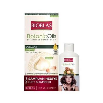 Set Sampon Nutritiv Bioblas cu extract de usturoi 360 ml + Sampon cu ulei de argan, 150 ml ieftin