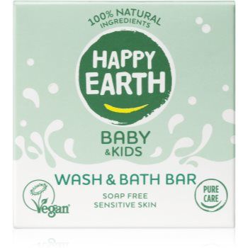 Happy Earth 100% Natural Wash & Bath Bar for Baby & Kids săpun solid pentru copii ieftin