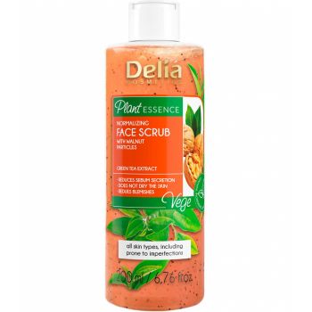 Scrub facial cu particule de nuca, 95% Ingrediente Naturale, Anti Sebum, Delia Cosmetics, 200 ml