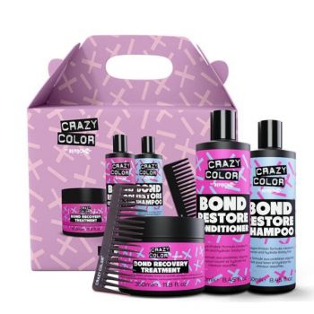 Set de Reparare Crazy Color Bond Restore: Sampon 250 ml + Balsam 250 ml Masca 350 ml + Pieptene ieftin