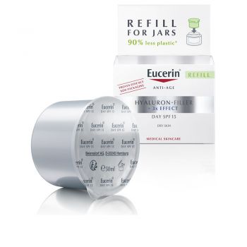 Crema de zi cu SPF 15 pentru ten uscat anti-imbatranire rezerva Hyaluron Filler 3 X Effect, 50 ml, Eucerin ieftin