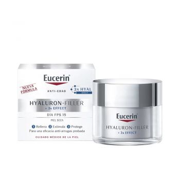 Crema de zi SPF 15 cu efect triplu anti-imbatranire Hyaluron Filler 3 X Effect, 50 ml, Eucerin