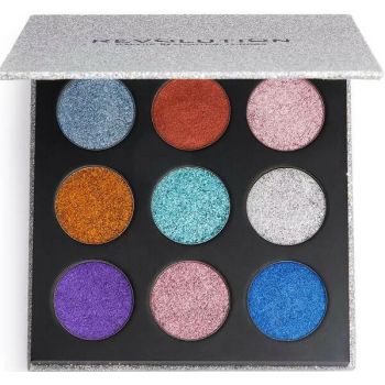 Paleta profesionala glitter 9 nuante, efect stralucitor, Makeup Revolution London, Illusion