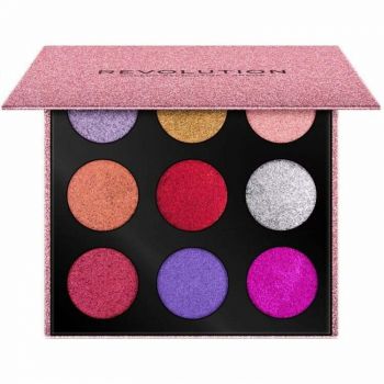 Paleta profesionala glitter 9 nuante, efect stralucitor, Makeup Revolution London