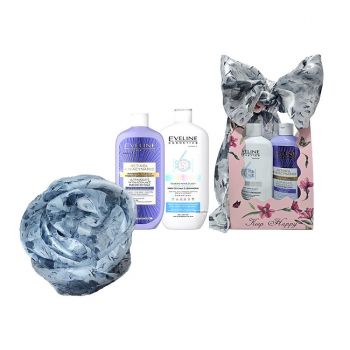 Set cadou Crema de corp hidratanta pentru pielea uscata sau foarte uscata Eveline Cosmetics 6 Ceramides, 350 ml + Lapte de corp netezitor ultra-bogat Retinol & Niacynamid, 350 ml + Esarfa matase de firma original