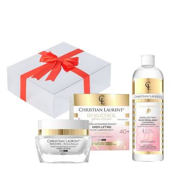 Set cadou Crema de fata, Christian Laurent, bioBakuchiol Y-Reshape, Anti-Wrinkle Intensely Firming Cream-Lifting 40+, 50 ml + Lotiune micelara Royal Flowers Exclusive, 500 ml de firma original