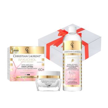 Set cadou Crema de fata, Christian Laurent, bioBakuchiol Y-Reshape, Rejuverating and Skin Density Improving Cream-Lifting 60+ 50 ml + Lotiune micelara Royal Flowers Exclusive, 500 ml de firma original