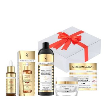 Set cadou Crema de fata Christian Laurent INFUSION LIFTING 45+, Ser concentrat avansat anti-imbatranire, Triple Serum, 10 %, 30 ml, Apa micelara purificatoare profesionala Micro 4 Pure Fusion, 500 ml de firma original