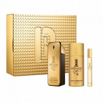 Set cadou Set Cadou Paco Rabanne 1 Million, Barbati, Apa de Parfum, 100 ml + Deodorant spray 150 ml + mini Apa de Parfum, 10 ml de firma original