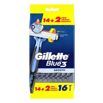 Aparat de Ras cu 3 Lame - Gillette Blue 3 Smooth, 16 buc la reducere