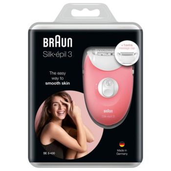 Epilator - Braun Silk-epil 3 SE 3-430, 20 pensete, Smartlight, 2 viteze, roz de firma originala