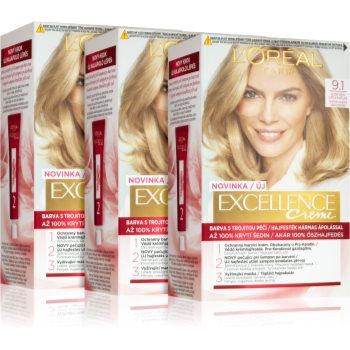 L’Oréal Paris Excellence Creme culoare par ambalaj economic culoare 9.1