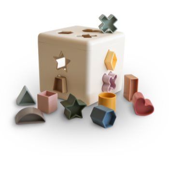 Mushie Shape Sorting Box jucărie interactivă cu piese care se pot insera