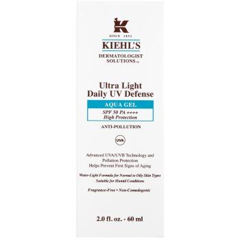 Kiehl's Dermatologist Solutions Ultra Light Daily UV Defense Aqua Gel SPF 50 PA++++ lichid protector ultra ușor pentru toate tipurile de ten, inclusiv piele sensibila