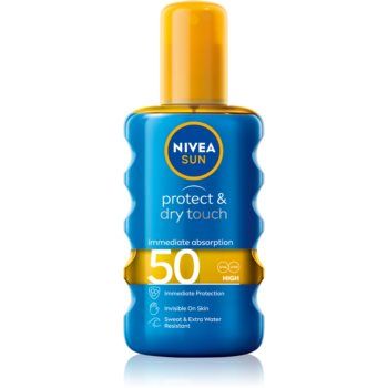 NIVEA SUN Protect & Dry Touch spray transparent pentru bronzat SPF 50