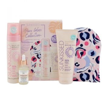 Set Autobronzare, Sunkissed, Pure Glow Collection Tanning Gift Set, cu Spuma Autobronzanta Medium