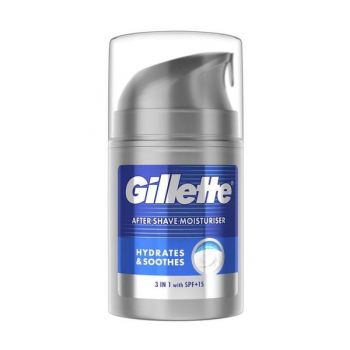 After-Shave Balsam 3 in 1 - Gillette After Shave Hydrates & Soothes 3 in 1 with SPF15, 50 ml ieftina