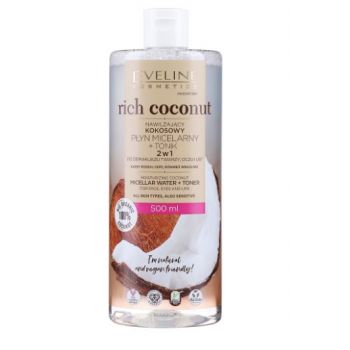 Apa micelară 2 în 1 Rich Coconut Eveline Cosmetics, 500 ml