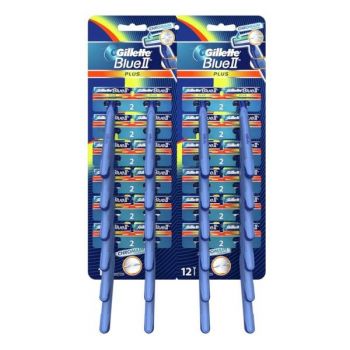 Aparat de Ras cu 2 Lame - Gillette Blue II Plus Chromium, 24 buc la reducere