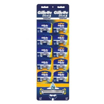 Aparat de Ras cu 3 Lame - Gillette Blue 3 Comfort, 10 buc