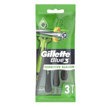 Aparat de Ras cu 3 Lame - Gillette Blue 3 Sensitive Slalom, 3 buc