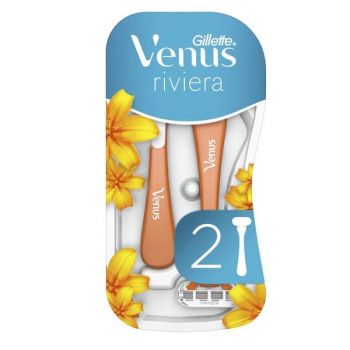 Aparat de Ras cu 3 Lame pentru Femei - Gillette Venus Riviera, 2 buc