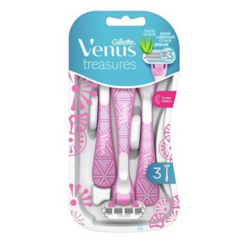 Aparat de Ras cu 3 Lame pentru Femei - Gillette Venus Treasures Pink, 3 buc la reducere