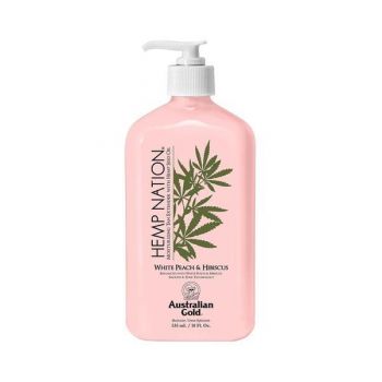 Crema hidratanta pentru prelungirea bronzului, Australian Gold, Hemp Nation, White Peach & Hibiscus, 535ml de firma originala