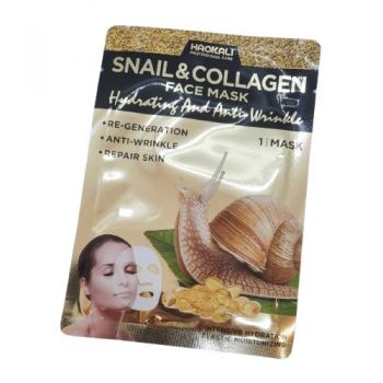 Masca de fata reparatoare, tip servetel, cu extract de melc, Wokali, Snail Collagen, 30 ml de firma originala