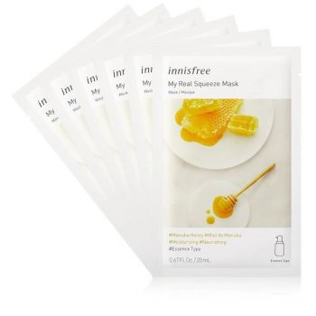 Set 6 masti faciale Innisfree My Real Squeeze Mask Manuka Honey (Miere), 20 ml