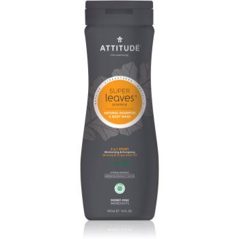 Attitude Super Leaves Sport Ginseng & Grape Seed Oil 2 in 1 gel de dus si sampon pentru barbati