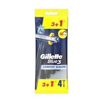 Aparat de Ras cu 3 Lame - Gillette Blue 3 Comfort Slalom, 4 buc