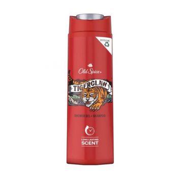 Gel de Dus si Sampon pentru Barbati - Old Spice TigerClaw Shower Gel + Shampoo 2in1, 400 ml