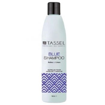 Sampon pentru neutralizarea tonurilor galbene Tassel Blue Shampoo, par vopsit si decolorat, 500 ml ieftin